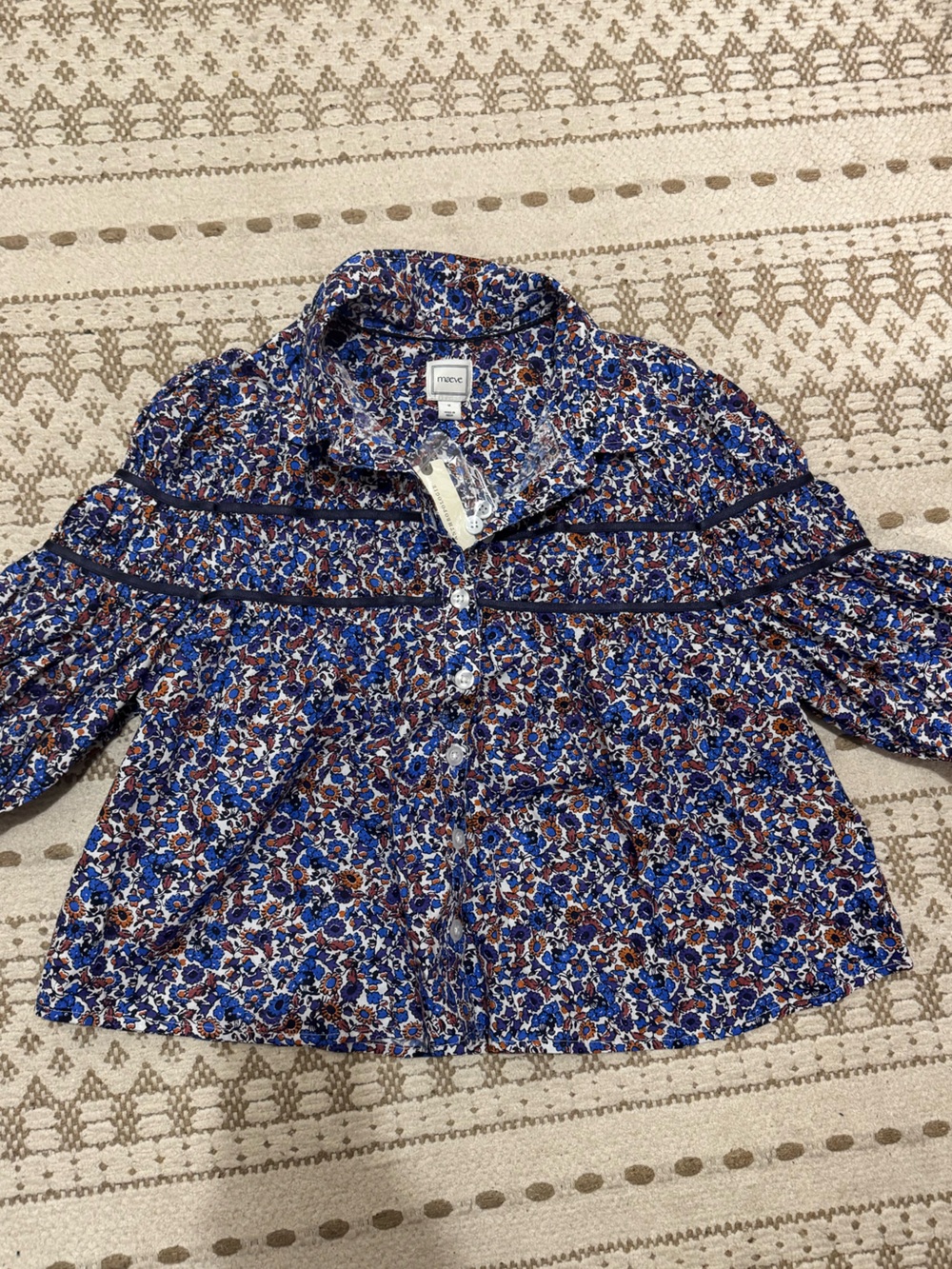 Maeve Blue Floral Button-Up Blouse